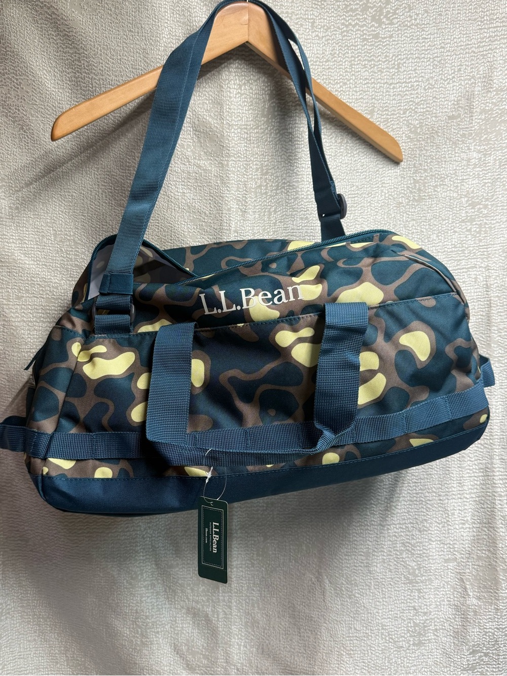 L.L. Bean Blue and Green Camo Duffel Bag